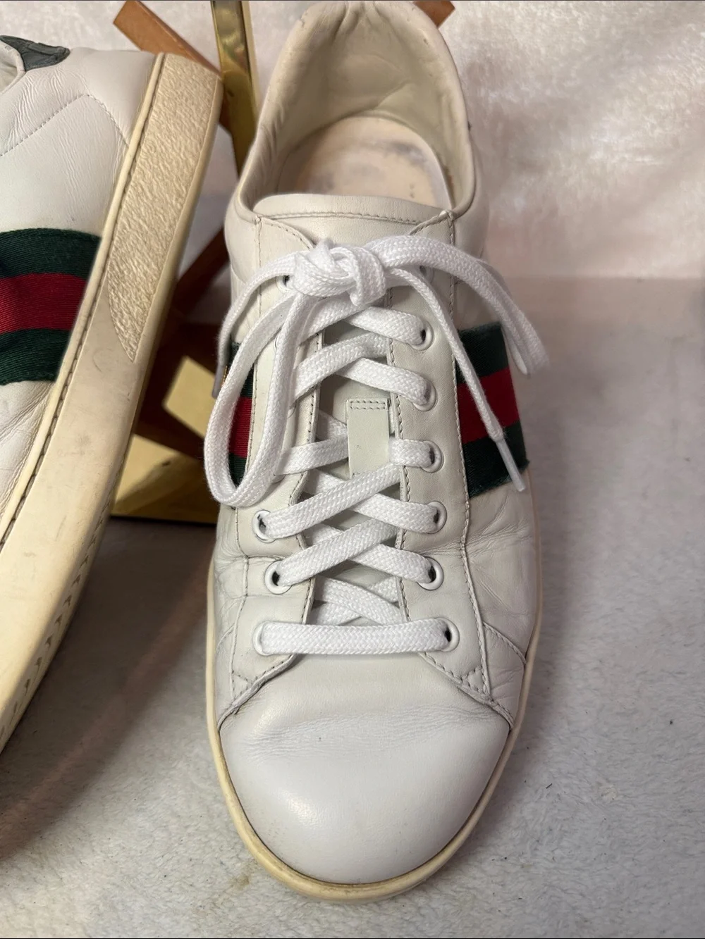 Gucci Ace Italy Made Leather Mens US 11 UK 11 Low Sneakers Shoes 386750